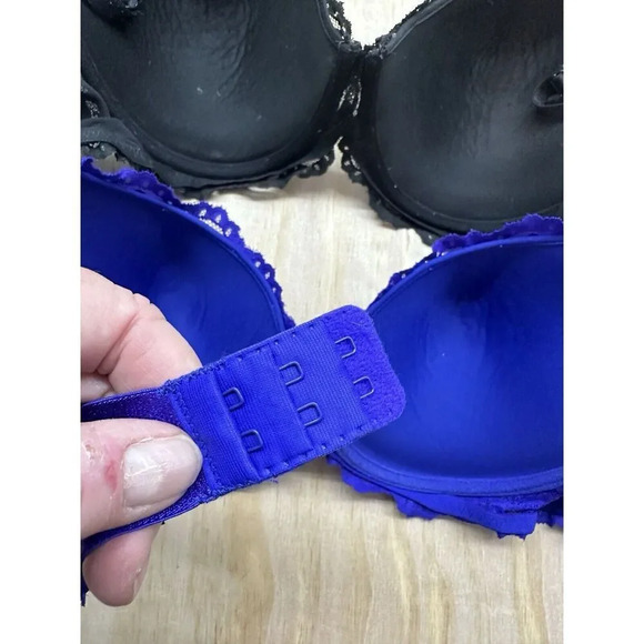 Two! Smart & Sexy Bras 40D Purple Black Lace Underwire Push Up - Picture 7 of 9